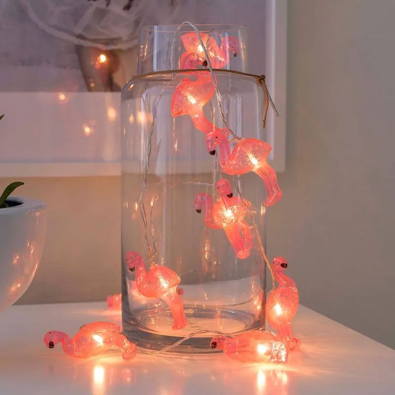 Łańcuch świetlny LED Flamingi, na baterie
