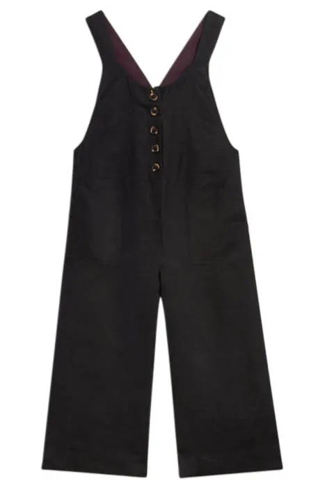 White Stuff Viola Linen Dungaree Pure Black Maat: 6 REGULAR | Jumpsuits Outlet | Dames | Zwart