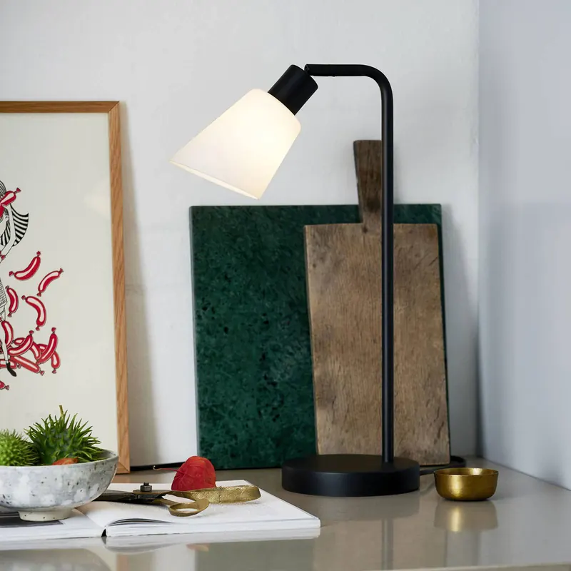 Lampa stołowa Nordlux Molli, wysokość 46 cm, czarna, szkło/metal