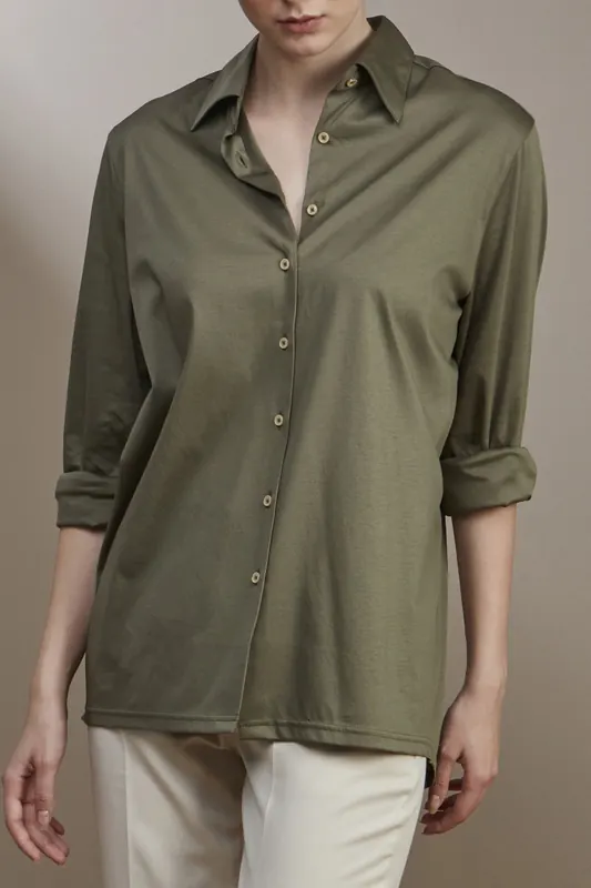 Stenströms Delfina Jersey Shirt Green Maat: M | Longsleeves Outlet | Dames | Bruin