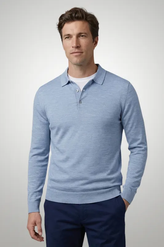 McGregor Fine Merino Polo Light Blue Maat: 3XL | Poloshirts Outlet | Heren | Blauw