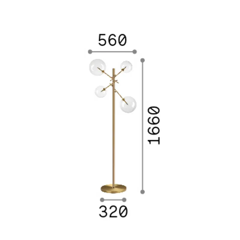 Lampa podłogowa IDEAL LUX Equinoxe, chrom/przezroczysta, wysokość 166 cm