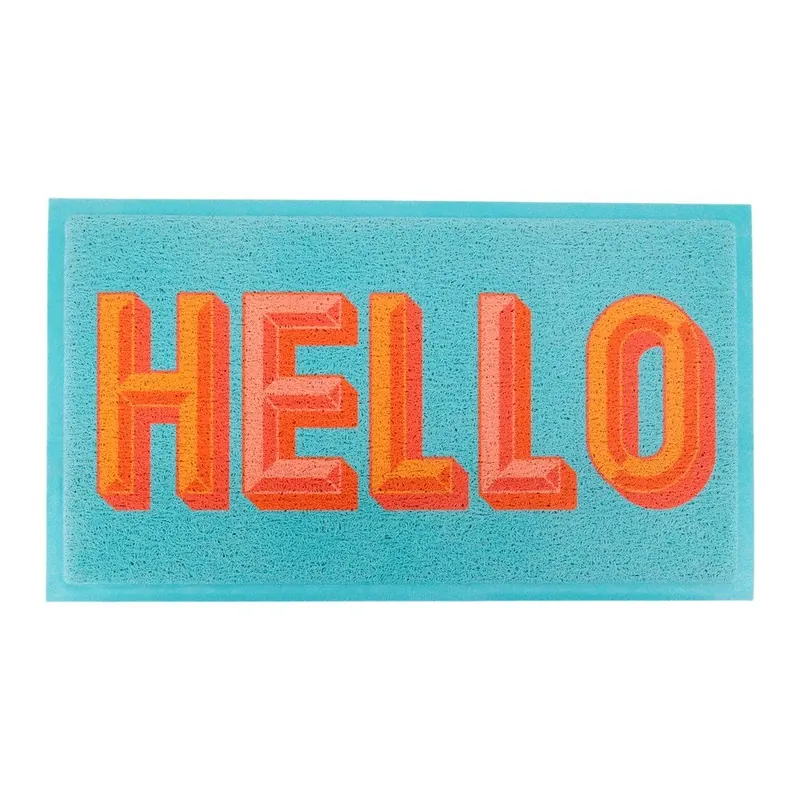 Wycieraczka z plastiku z recyklingu 40x70 cm Blue Hello – Artsy Doormats