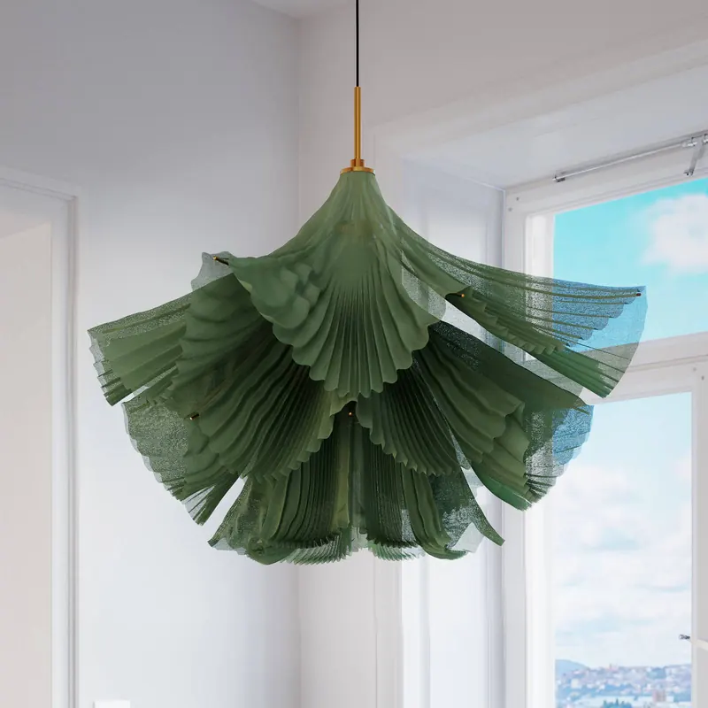 Żyrandol Juliette marki By Rydéns, zielona, tiul/metal, 75 cm, E27