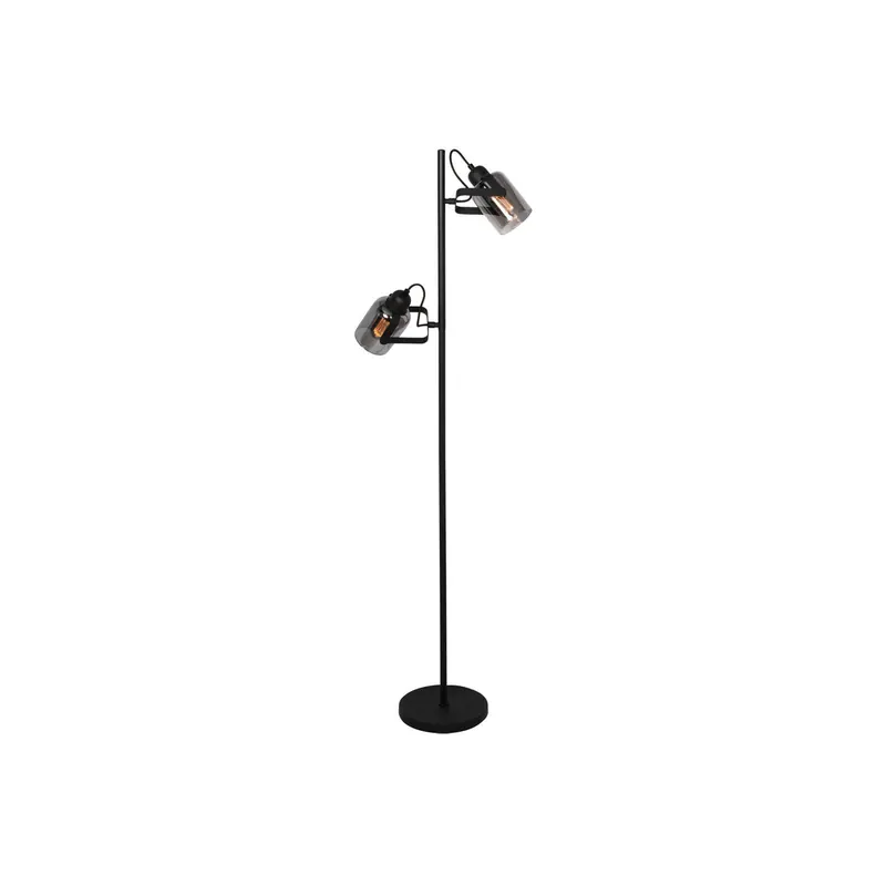 Lampa stojąca Fumoso, 2-punktowa, wysokość 143 cm, czarny/dymny szary