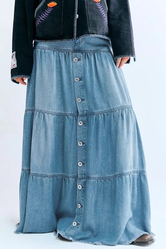 Stieglitz Tina Denim Skirt Blue Maat: 36 | Maxi Rokken Outlet | Dames | Blauw