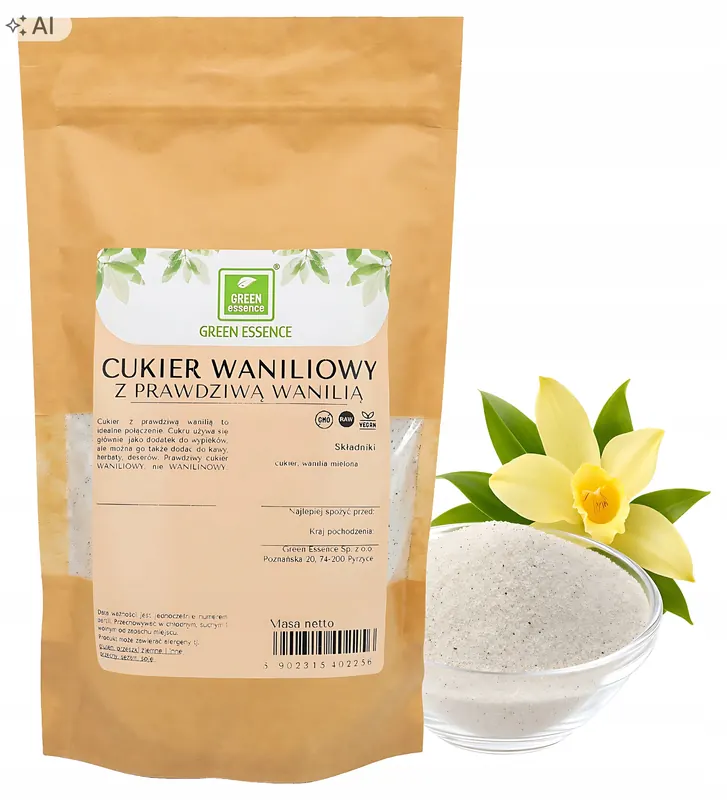 Cukier Waniliowy z prawdziwą wanilią aromatyczny wanilia naturalna 500g