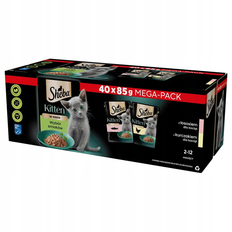 Sheba Kitten wybór smaków mokra karma dla kociąt w sosie 40x85 g