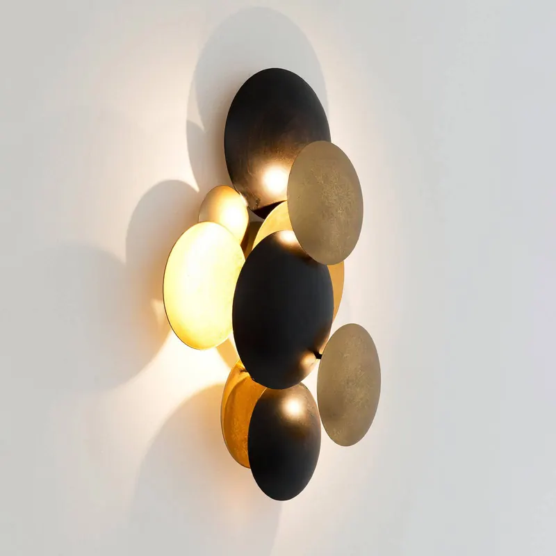 Kinkiet LED BOLLADARIA, czarno-złoty, 42 x 27 cm, metalowy, ściemniany