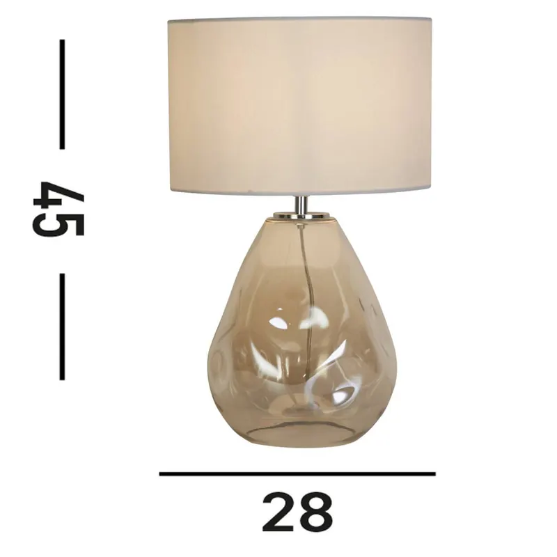 Lampa stołowa Devon, biały/kremowy, wysokość 44,5 cm, tkanina/szkło