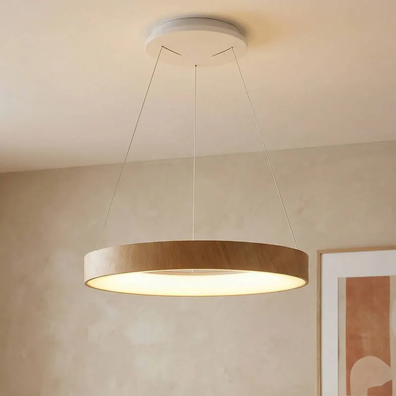 Inteligentny żyrandol LED Niseko II, Ø 38 cm, kolor drewna, CCT