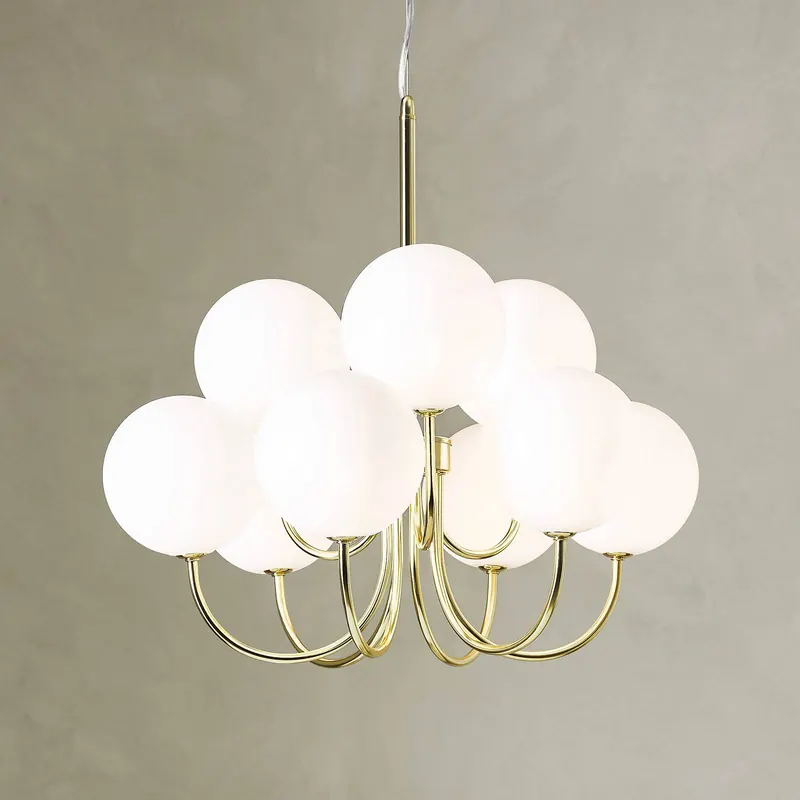 Lampa wisząca Bianco, 9-punktowa, złoty/biały, szkło, G9