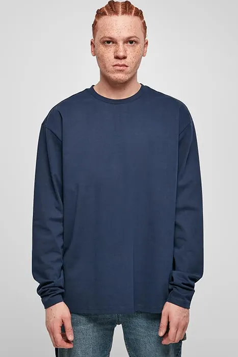 Urban Classics Ultra Heavy Oversized Longsleeve Darkblue Maat: S | Longsleeves Outlet | Heren | Blauw