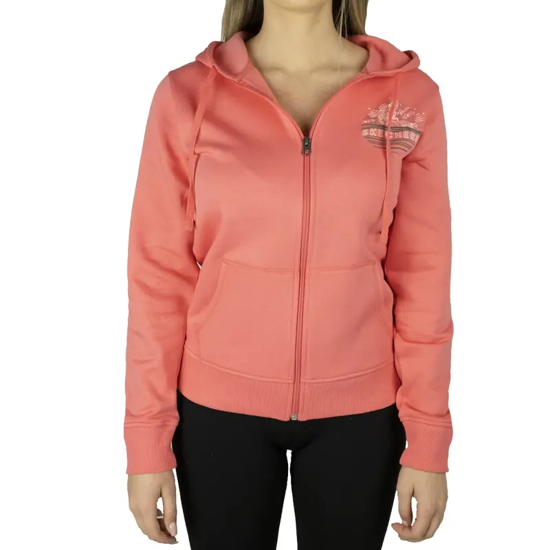 Skechers Full Zip Hoodie WJA267-CRL, Damskie, Różowe, bluzy, bawełna, rozmiar: XS