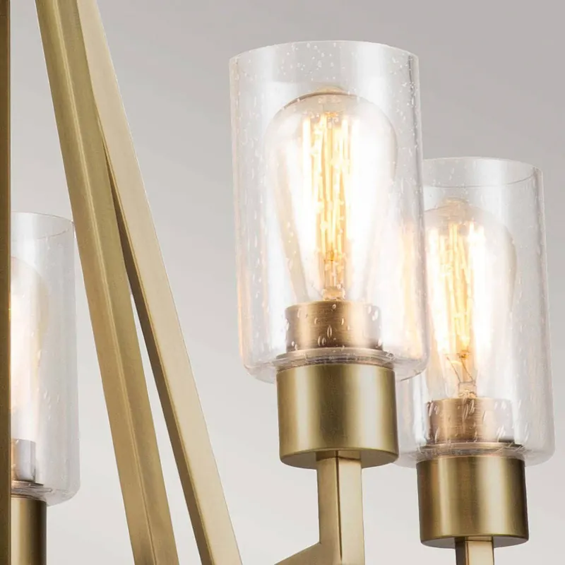 Lampa wisząca Deryn, 5-punktowa, mosiądz