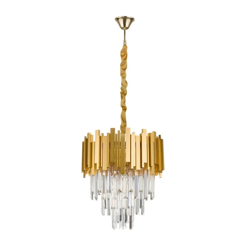 Metalowa lampa wisząca w kolorze złota z kryształowym kloszem ø 40 cm Grane – Nova Luce