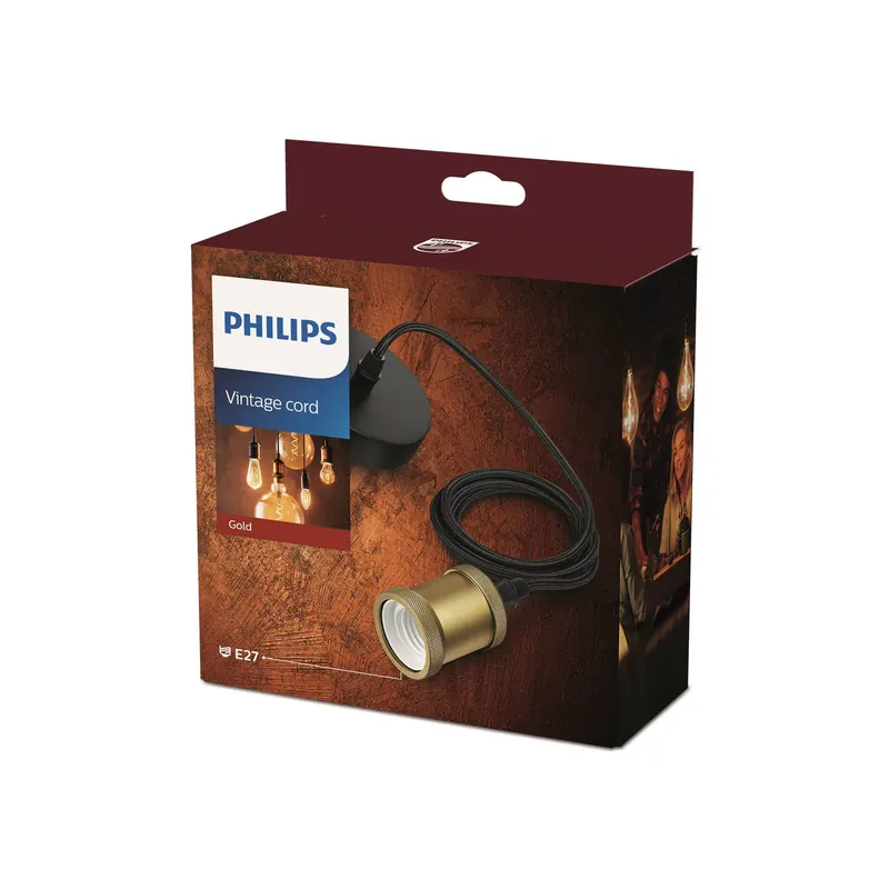 Philips żyrandol Vintage, oprawa E27 złoty