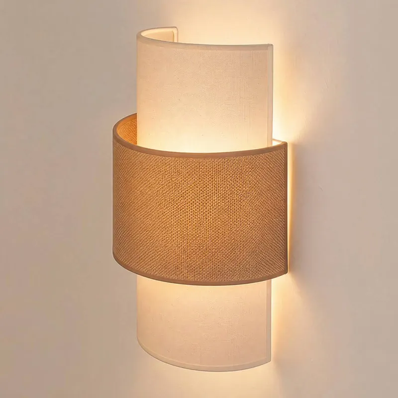 Lampa ścienna „Nature”, kremowy/jutowy, wysokość 41 cm, tkanina, światło