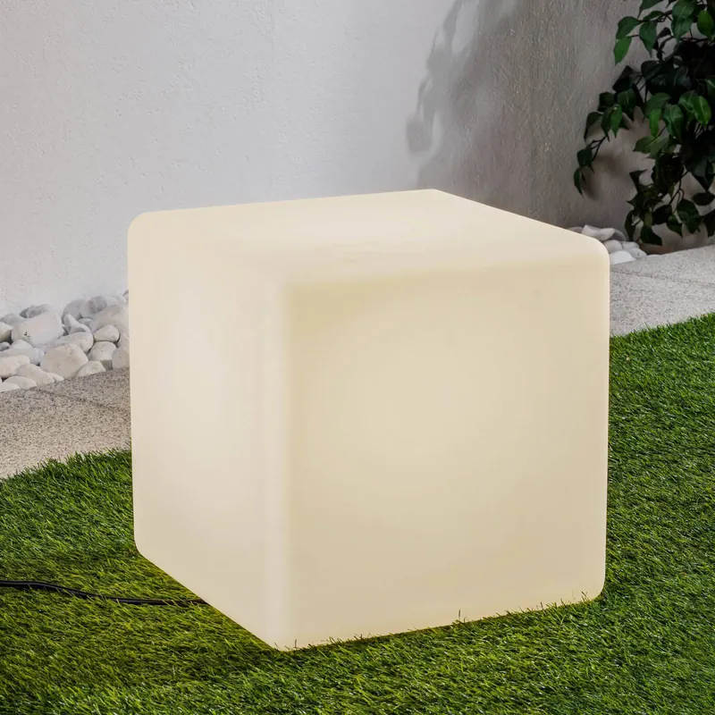Lampa podłogowa Cumulus Cube M, 38 cm, biała, tworzywo sztuczne, IP44, E27
