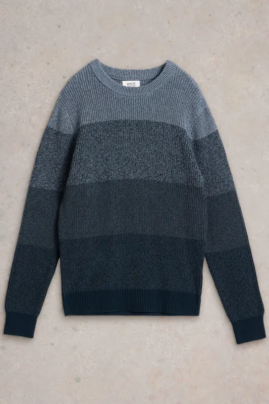 White Stuff Twisted Colourblock Crew Dark Navy Maat: XXL | Sweaters Outlet | Heren | Blauw