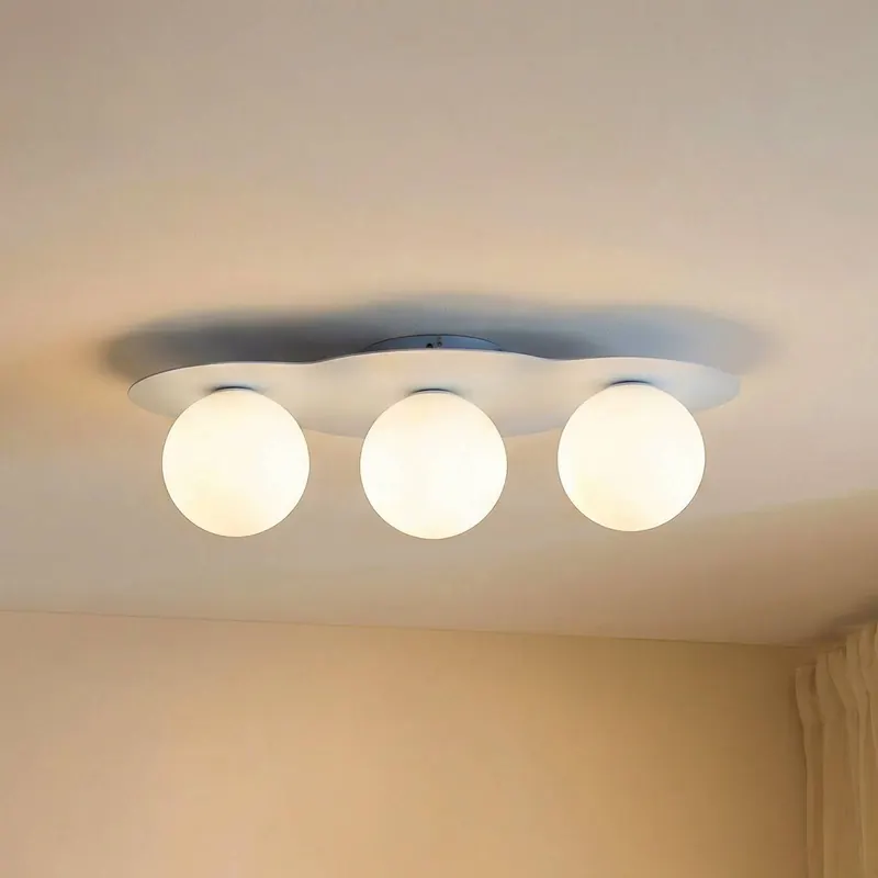 Lampa sufitowa Cloud, niebieska, 3-punktowa, szkło, długość 51 cm, G9