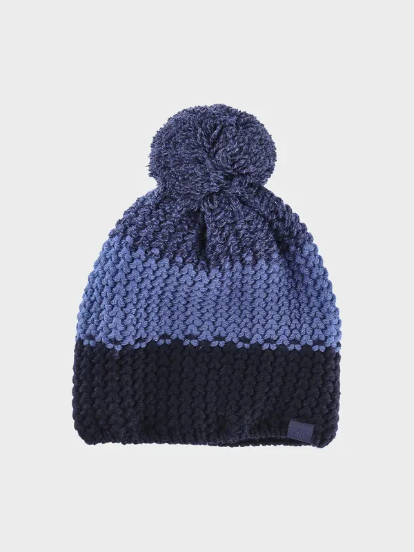 4F czapka bawełniania dziecięca z pomponem M432 niebieska (one size)