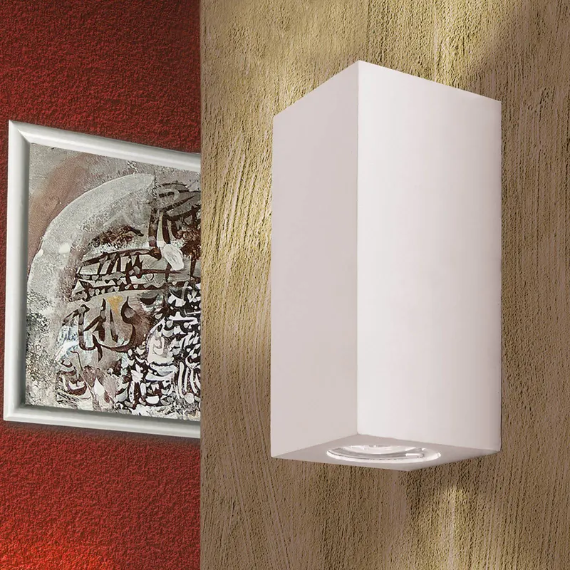 Kinkiet Cube, biały, wysokość 15,5 cm, ceramika, światło skierowane w górę/w dół