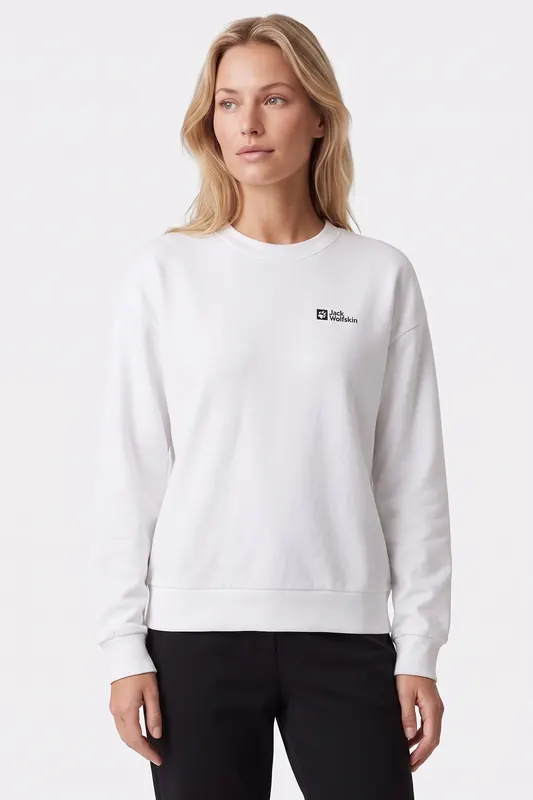 Jack Wolfskin Essential Crewneck White Rush Maat: S | Longsleeves Outlet | Dames | Wit