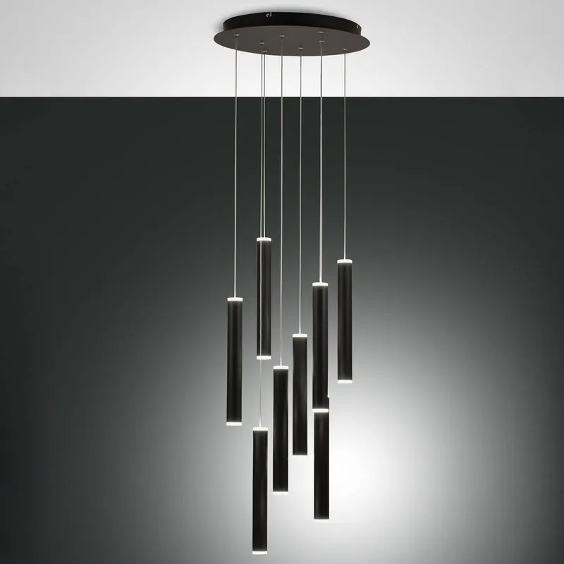 Lampa wisząca LED Prado, czarna, 8-punktowa, Ø 40 cm, ściemniana