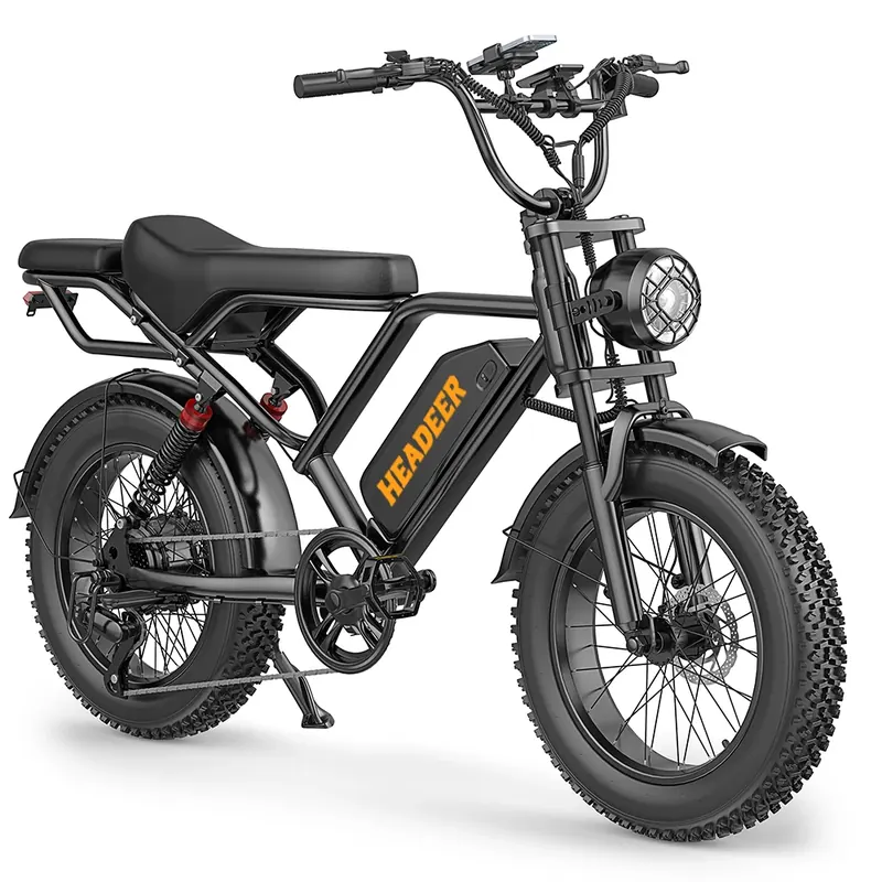 HEADEER BK20 20-calowy rower elektryczny z grubymi oponami dla dorosłych, silnik 750W, bateria litowa 48V 20Ah, 5-biegowy, podwójne hamulce tarczowe, e-bike z podwójnym systemem amortyzacji, tryb