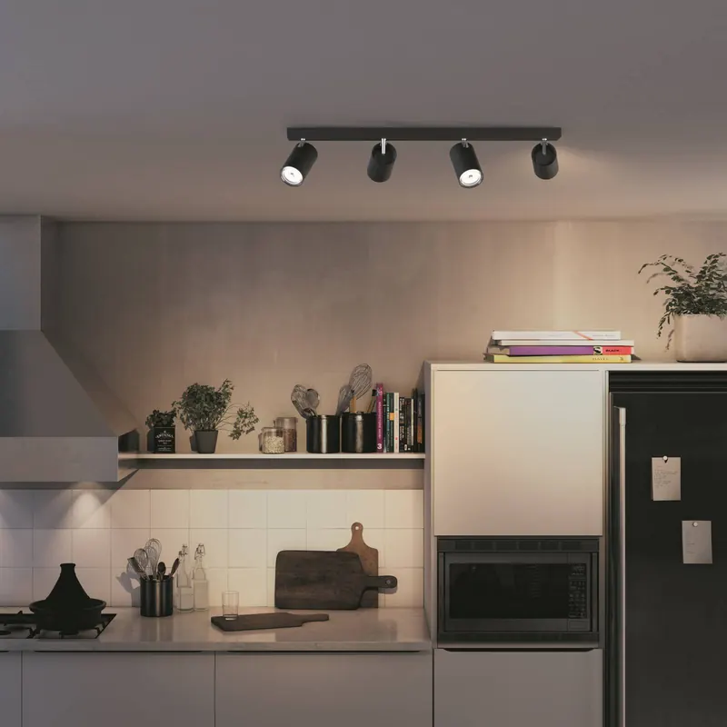 Philips myLiving Kosipo spot GU10 czarny 4-pkt.