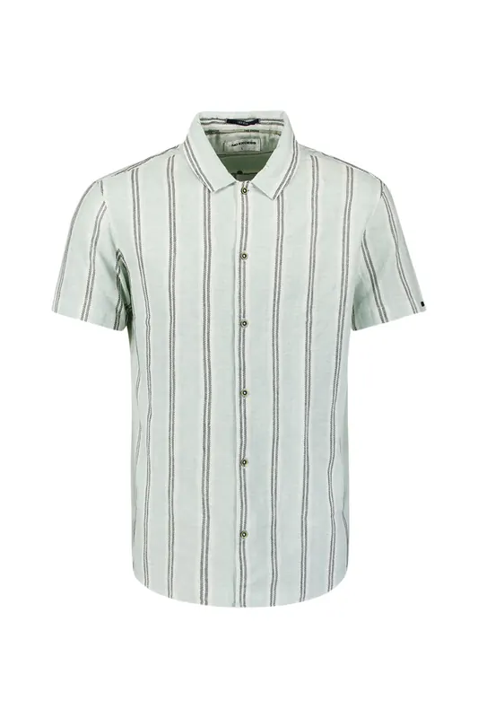 No Excess Shirt Short Sleeve Dobby Vertical Stripe With Linen Ice Maat: M | Casual Overhemden Outlet | Heren | Grijs