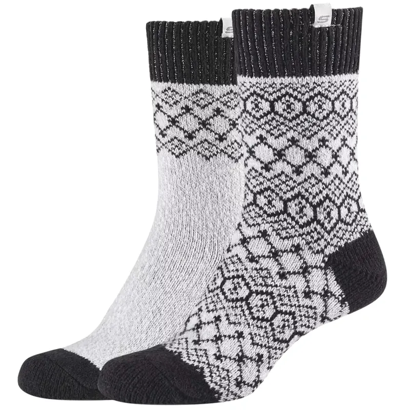 Skechers Casual Cozy Jacquard 2PPK Socks SK41047-9202, Damskie, Szare, skarpetki, poliester, rozmiar: 35-38