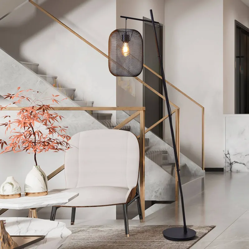 Lampa stojąca Wrington, wysokość 194 cm, czarny, stal