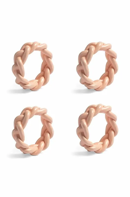 &k amsterdam obrączki na serwetki Braid Pink Set 4-pack