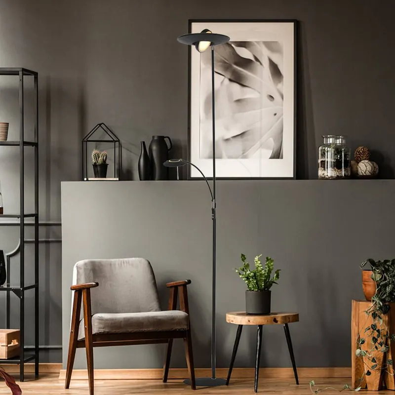 Lampa stojąca LED Zenith, lampka do czytania, CCT, metal, czarny