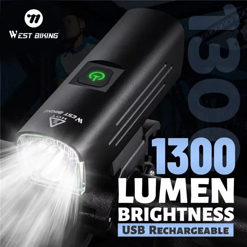 Światło rowerowe na poziomie roweru zachodniego 1300 lumenów ładowalna latarka USB MTB rower szosowy LED reflektor wodoodporny tylna lampa