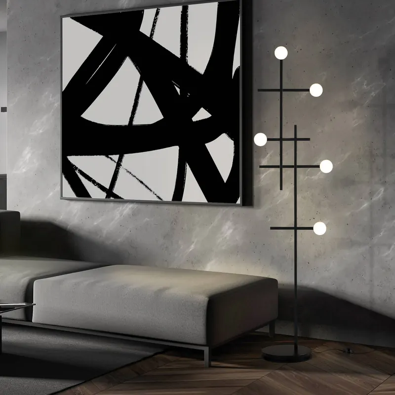Lampa stojąca LED Bopp Cross, czarna, aluminiowa, ściemniana