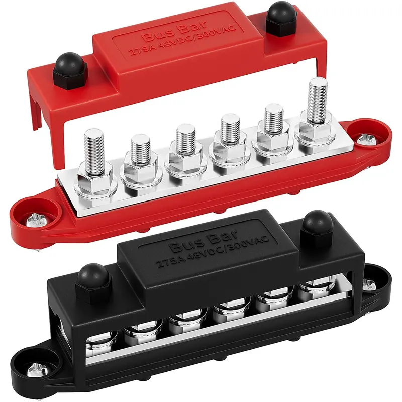 DaierTek 275A Listwa zaciskowa szyny zbiorczej Listwa zaciskowa 12V Blok dystrybucji zasilania 6 x M8 Do dystrybutora zasilania samochodowego Sound Audio Car