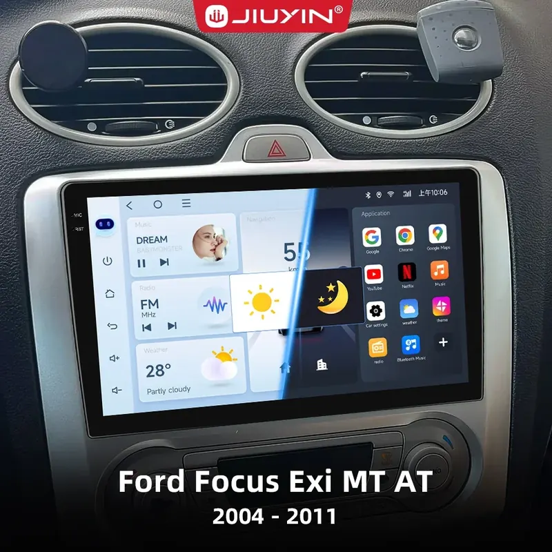 JIUYIN 9-calowy ekran IPS do Ford Focus 2 2004 - 2011 Android 13 Samochodowy odtwarzacz multimedialny Android Auto Radio samochodowe GPS Navi CarPlay