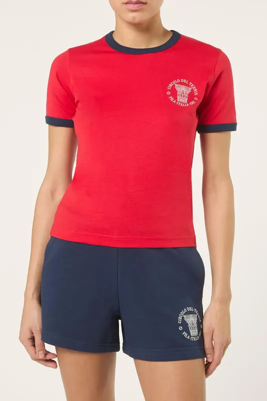 FILA Marlia Regular Graphic Ringer T-shirt True Red Maat: M | Tops Outlet | Dames | Rood