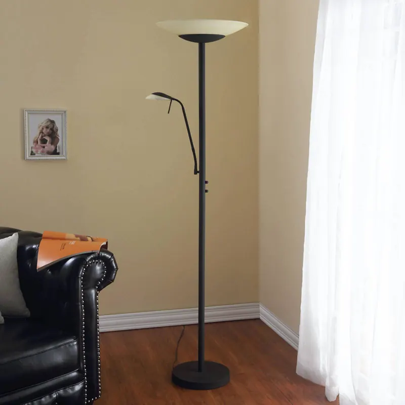 Lampa stojąca LED Lindby Ragna, lampka do czytania LED, ciemnobrązowa,