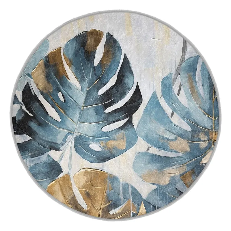 Niebieski okrągły dywan odpowiedni do prania ø 80 cm Golden Leaves – Mila Home