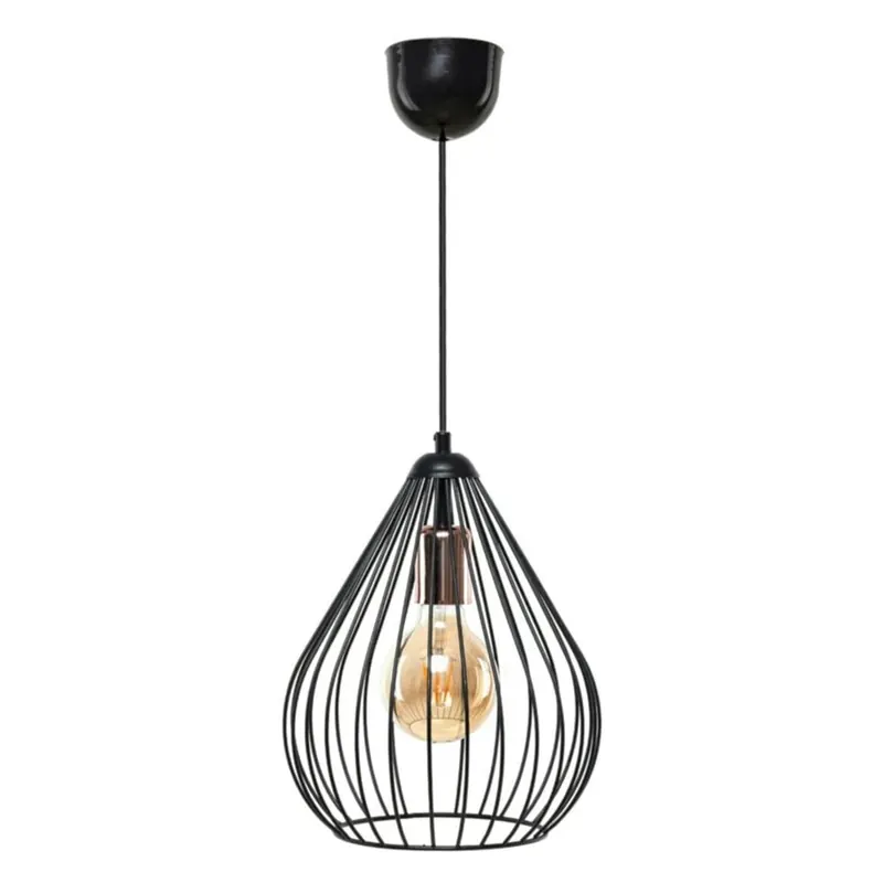 Czarna lampa wisząca z metalowym kloszem ø 24 cm Fasah – Opviq lights