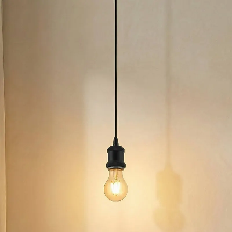 Lampa wisząca Lindby Hattie, oprawa E27, czarna, Ø 5 cm