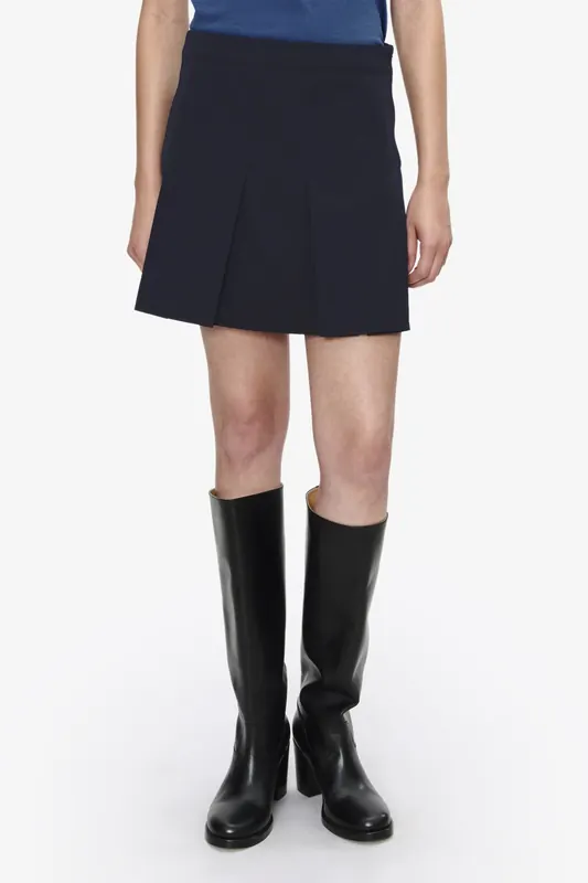 A.P.C. Mini Skirt Pleated Dark Navy Maat: 36 | Mini Rokken Outlet | Dames | Blauw
