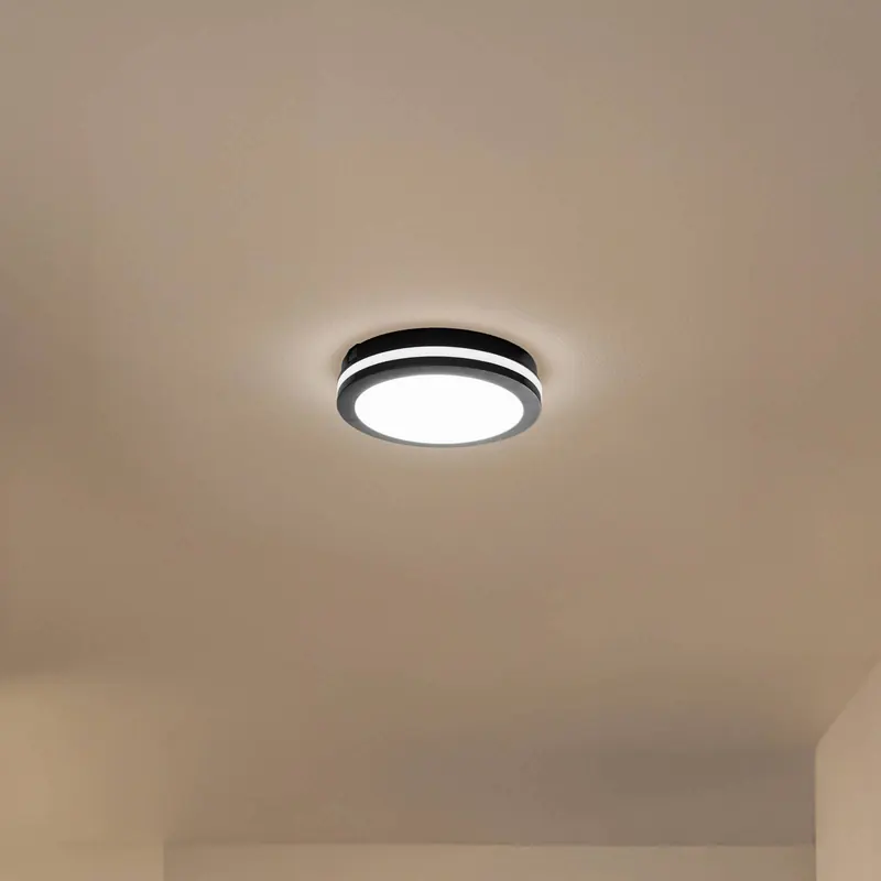 Lampa sufitowa LED Marlon, Ø 22 cm, czarna, tworzywo sztuczne, IP54