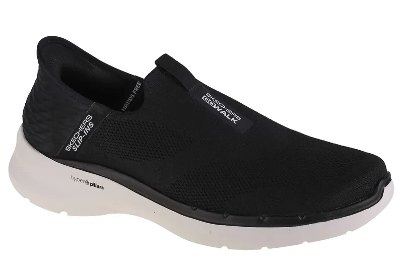 Skechers Slip-Ins: GO WALK 6 - Easy On 216278-BLK, Męskie, Czarne, buty sneakers, tkanina, rozmiar: 44