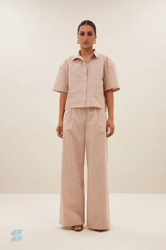By-Bar Cris Stripe Blouse Copper Small Stripe Maat: S | Overhemden Outlet | Dames