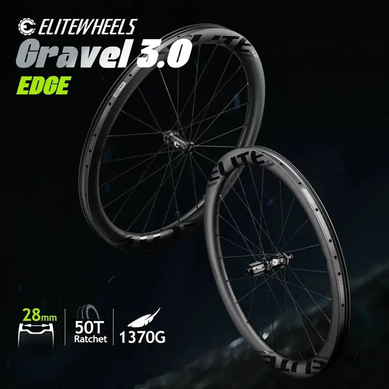 ELITEWHEELS EDGE Gravel 3.0 Koła Ultralekkie 1370g Wing 20 Szprych Do Roweru Wyścigowego Szosowego Z Hamulcami Tarczowymi Zestaw Kół Karbonowych Wysokość Obręczy 45/35mm